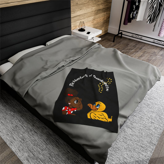 Quaccky and Lou Black Plush Blanket